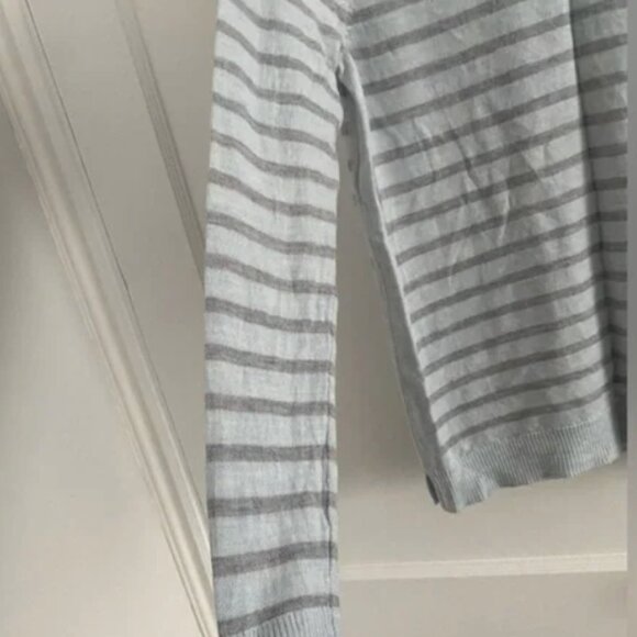 Powder Blue Striped Boatneck Extra Fine Merino Wool Sweater - Picture 2 of 4